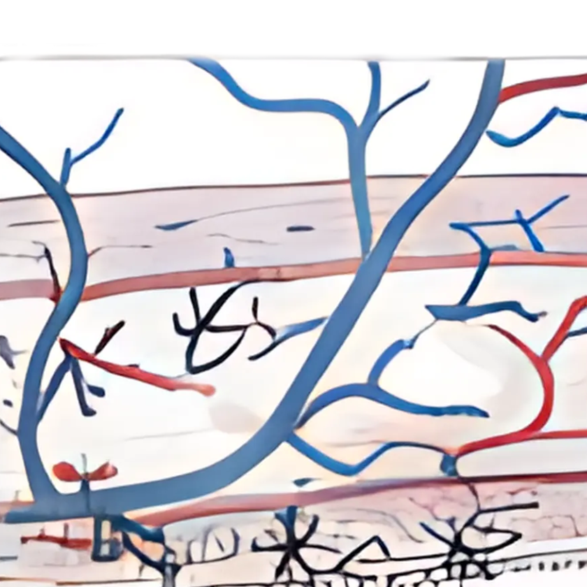 腰周囲の筋緊張により血行が悪くなるイメージ図